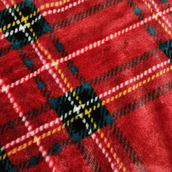 Elle Decor Oversized Throw Blanket Plaid High Pile Plush Red Black White Yellow